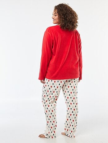 Conjunto de pijama largo navideño en polar - 2 piezas