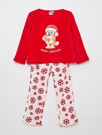Conjunto de pijama largo navideño polar 'Bluey' - 2 piezas