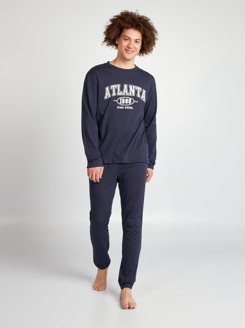 Conjunto de pijama largo pantalón corto + camiseta - 2 piezas AZUL - Kiabi