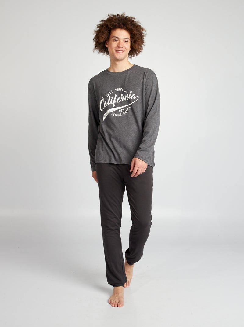 Conjunto de pijama largo pantalón corto + camiseta - 2 piezas GRIS - Kiabi