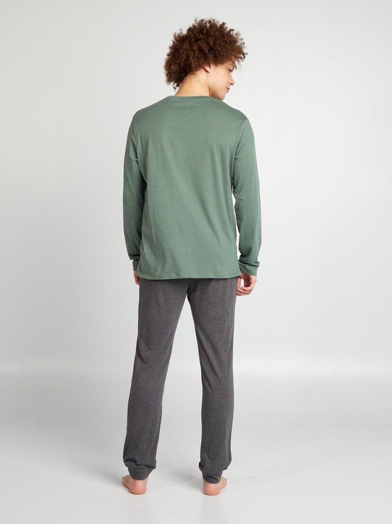 Conjunto de pijama largo pantalón corto + camiseta - 2 piezas VERDE - Kiabi