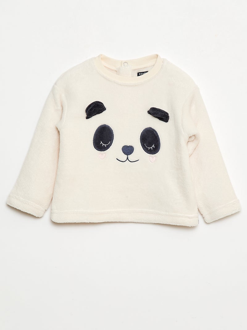 Conjunto de pijama largo polar - 2 piezas Blanco - Kiabi