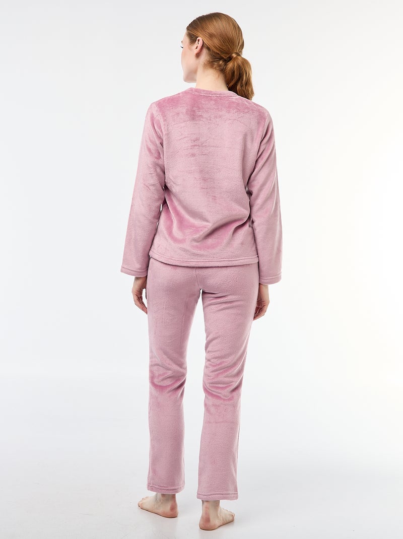 Conjunto de pijama largo polar - 2 piezas Rosa - Kiabi