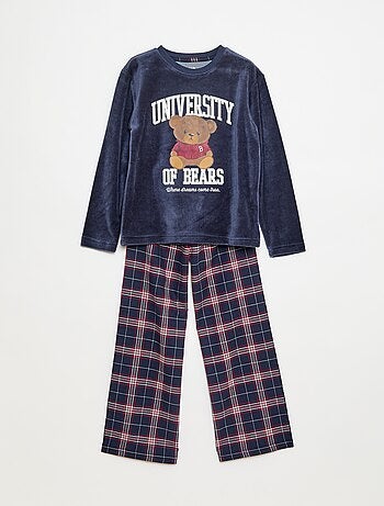 Conjunto de pijama largo polar camiseta + pantalón - 2 piezas