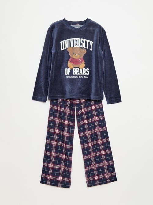 Conjunto de pijama largo polar camiseta + pantalón - 2 piezas - Kiabi