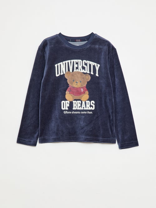 Conjunto de pijama largo polar camiseta + pantalón - 2 piezas - Kiabi