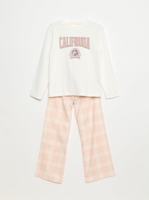 Conjunto de pijama largo polar camiseta + pantalón - 2 piezas - Kiabi