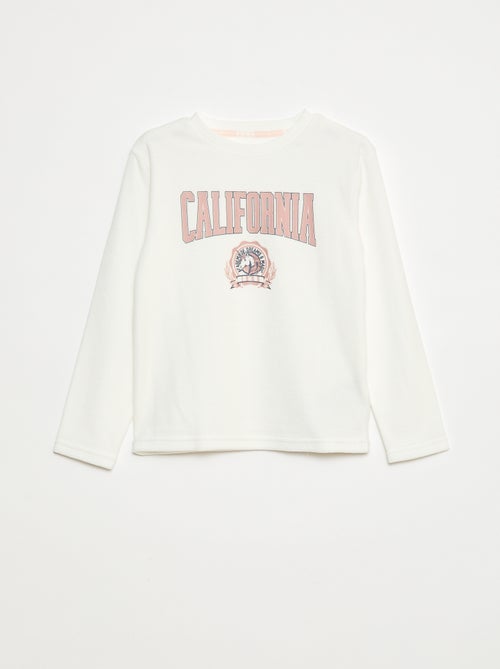 Conjunto de pijama largo polar camiseta + pantalón - 2 piezas - Kiabi