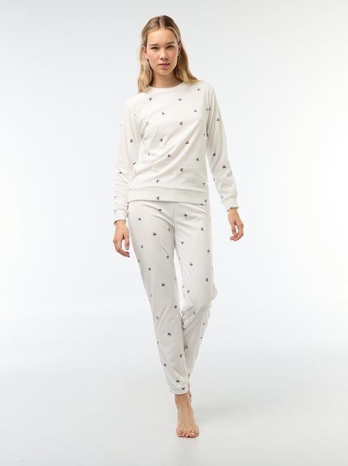 Conjunto de pijama largo polar camiseta + pantalón - 2 piezas - Kiabi