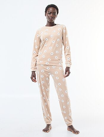 Conjunto de pijama largo polar camiseta + pantalón - 2 piezas