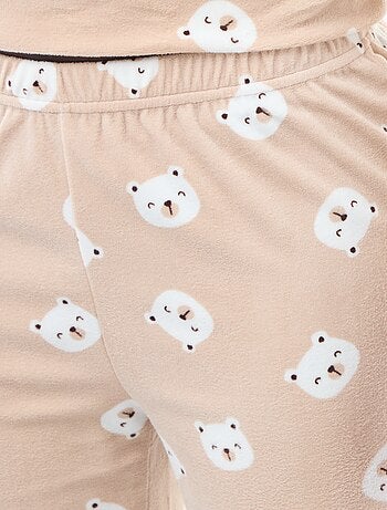 Conjunto de pijama largo polar camiseta + pantalón - 2 piezas