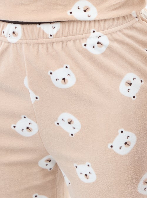 Conjunto de pijama largo polar camiseta + pantalón - 2 piezas - Kiabi