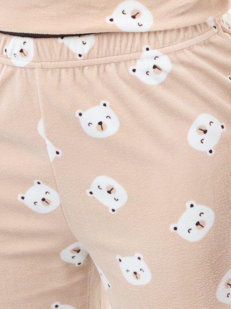 Conjunto de pijama largo polar camiseta + pantalón - 2 piezas Gris - Kiabi