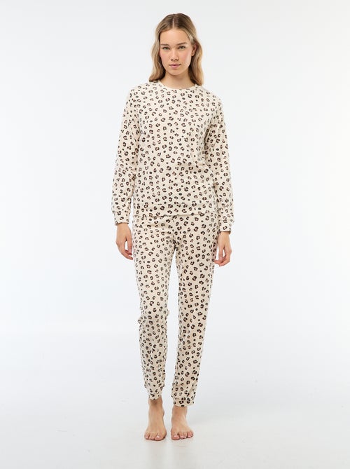 Conjunto de pijama largo polar camiseta + pantalón - 2 piezas - Kiabi