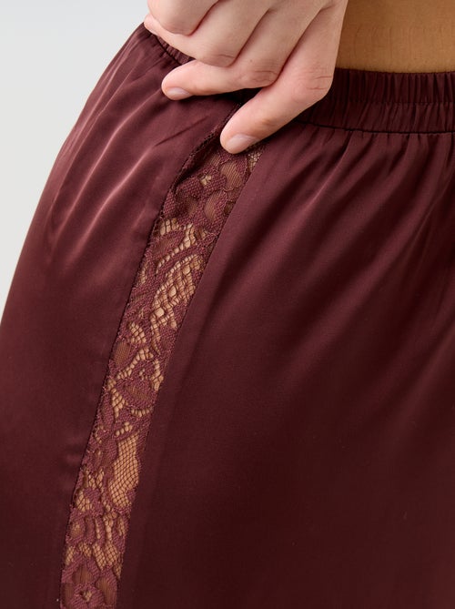 Conjunto de pijama largo satinado top y pantalón - 2 piezas - Kiabi Conjunto de pijama largo satinado top y pantalón - 2 piezas - Kiabi