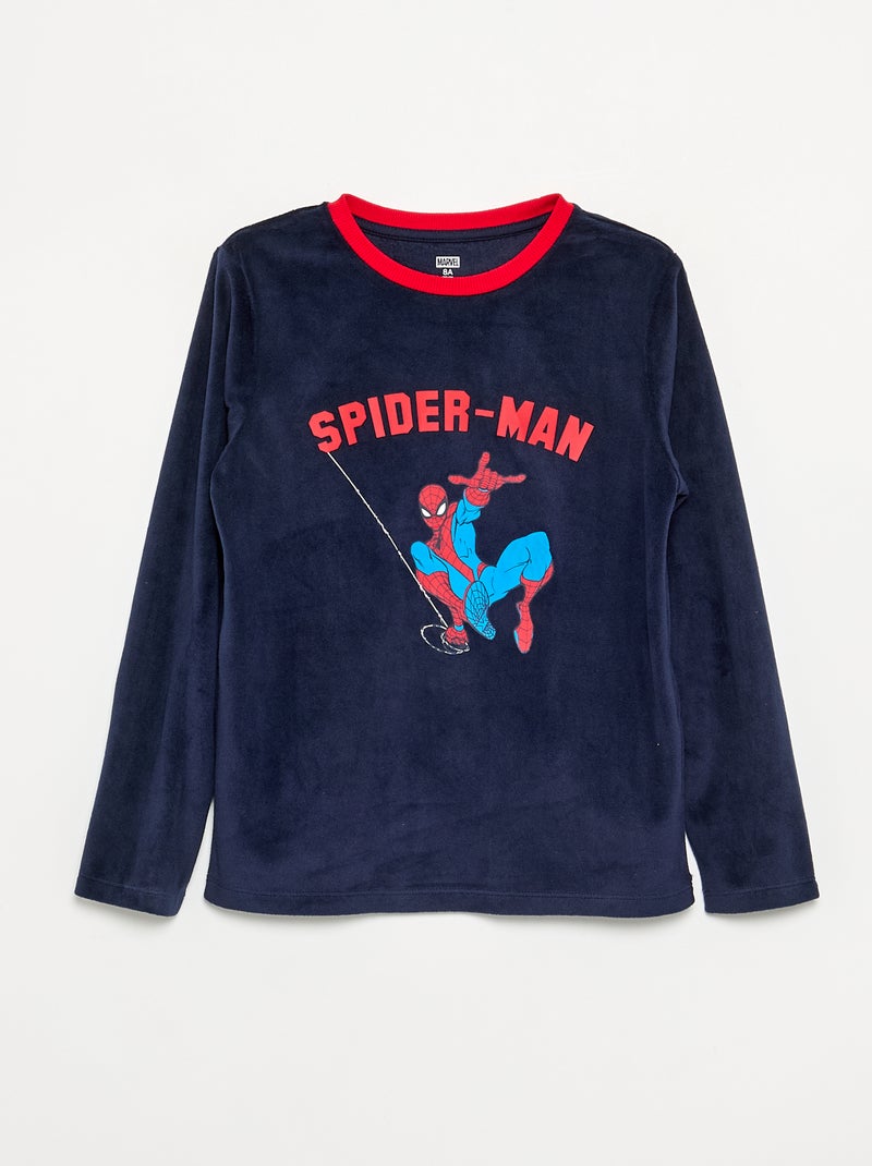 Conjunto de pijama largo 'Spiderman' de forro polar - 2 piezas Azul - Kiabi