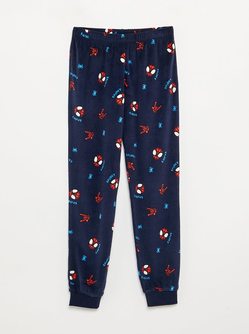 Conjunto de pijama largo 'Spiderman' de forro polar - 2 piezas Azul - Kiabi