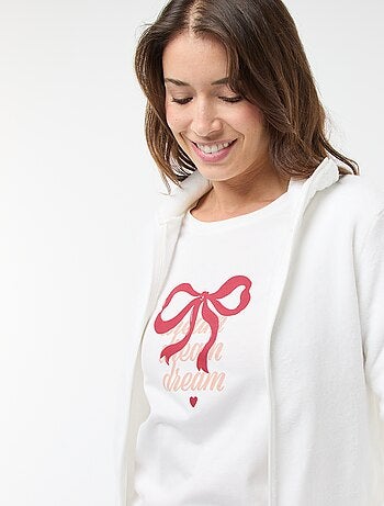 Conjunto de pijama largo + sudadera con cremallera en polar - 3 piezas