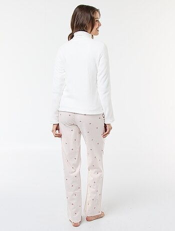 Conjunto de pijama largo + sudadera con cremallera en polar - 3 piezas