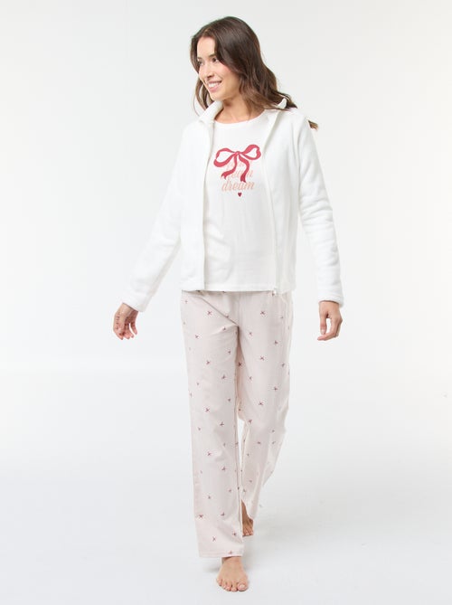 Conjunto de pijama largo + sudadera con cremallera en polar - 3 piezas - Kiabi