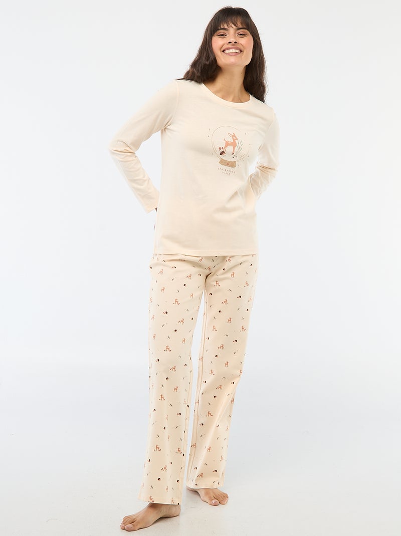 Conjunto de pijama largo + sudadera con cremallera en polar - 3 piezas Rosa - Kiabi