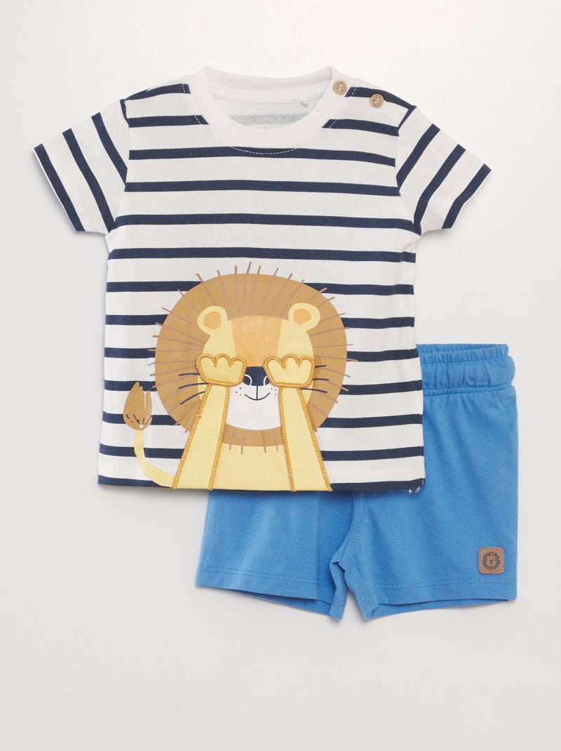 Conjunto de pijama lúdico 'león' - 2 piezas AZUL - Kiabi