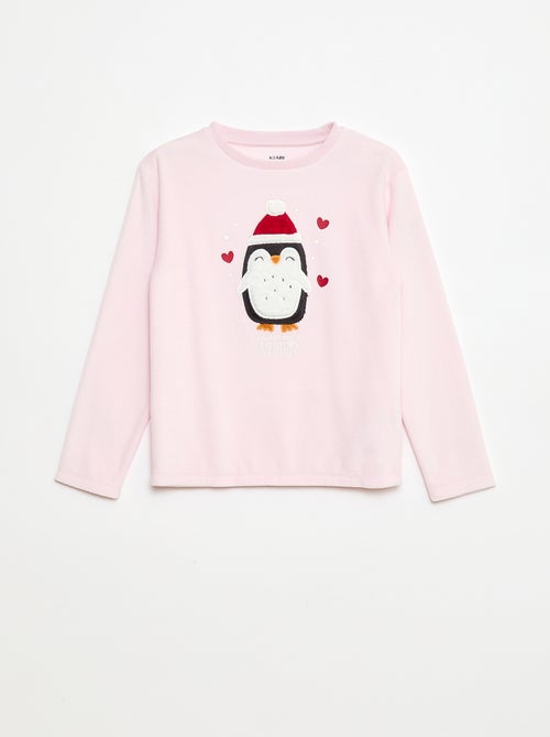 Conjunto de pijama + máscara navideña de terciopelo - Kiabi