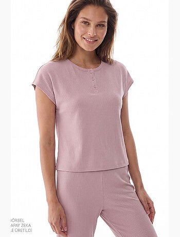 Conjunto de pijama midnight acanalado de manga corta penti