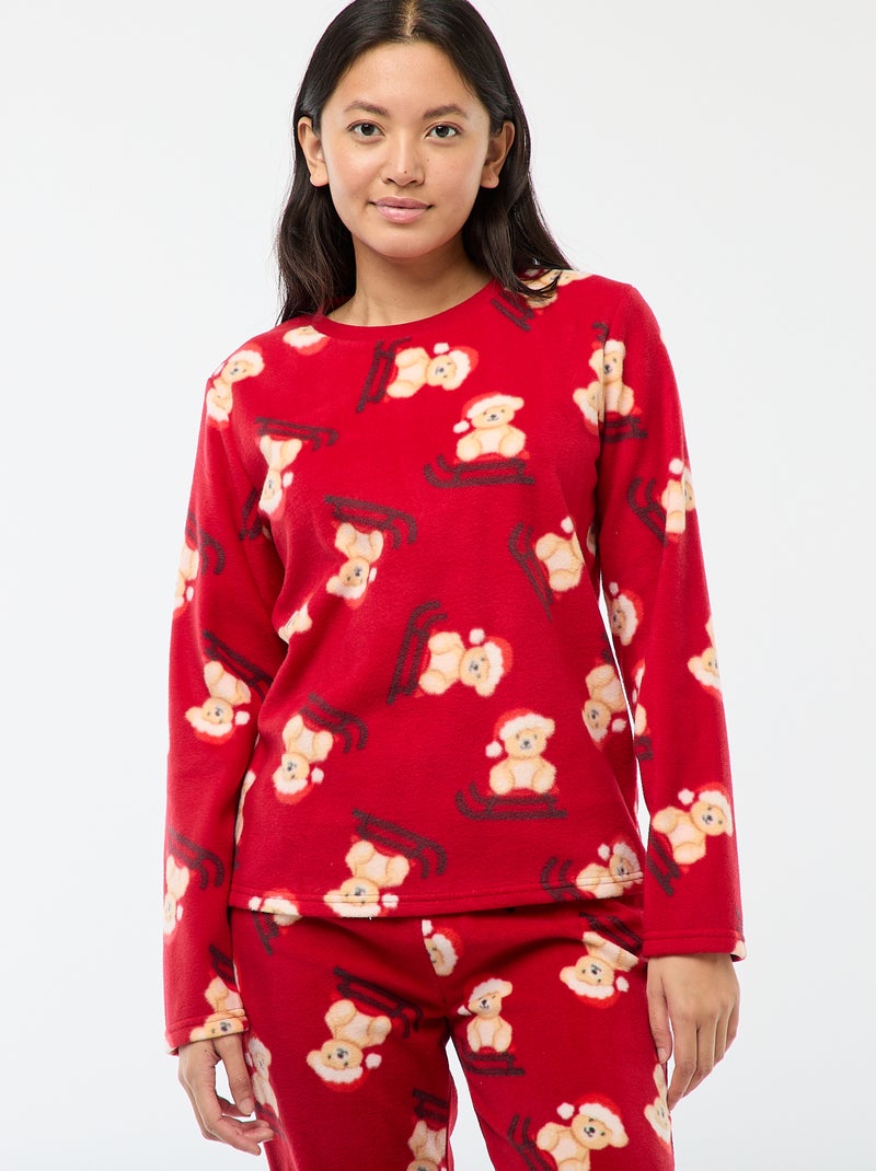Conjunto de pijama 'Navidad' micropolar Rojo - Kiabi