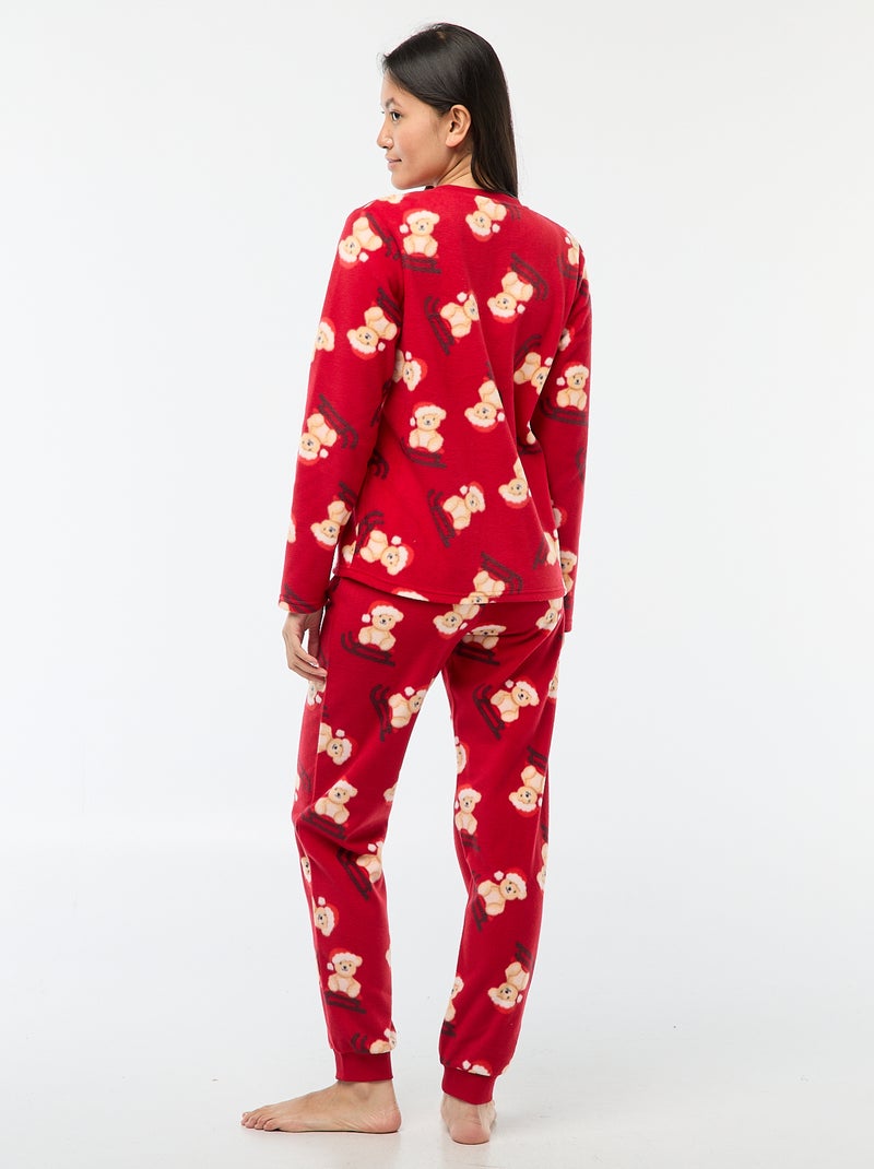 Conjunto de pijama 'Navidad' micropolar Rojo - Kiabi