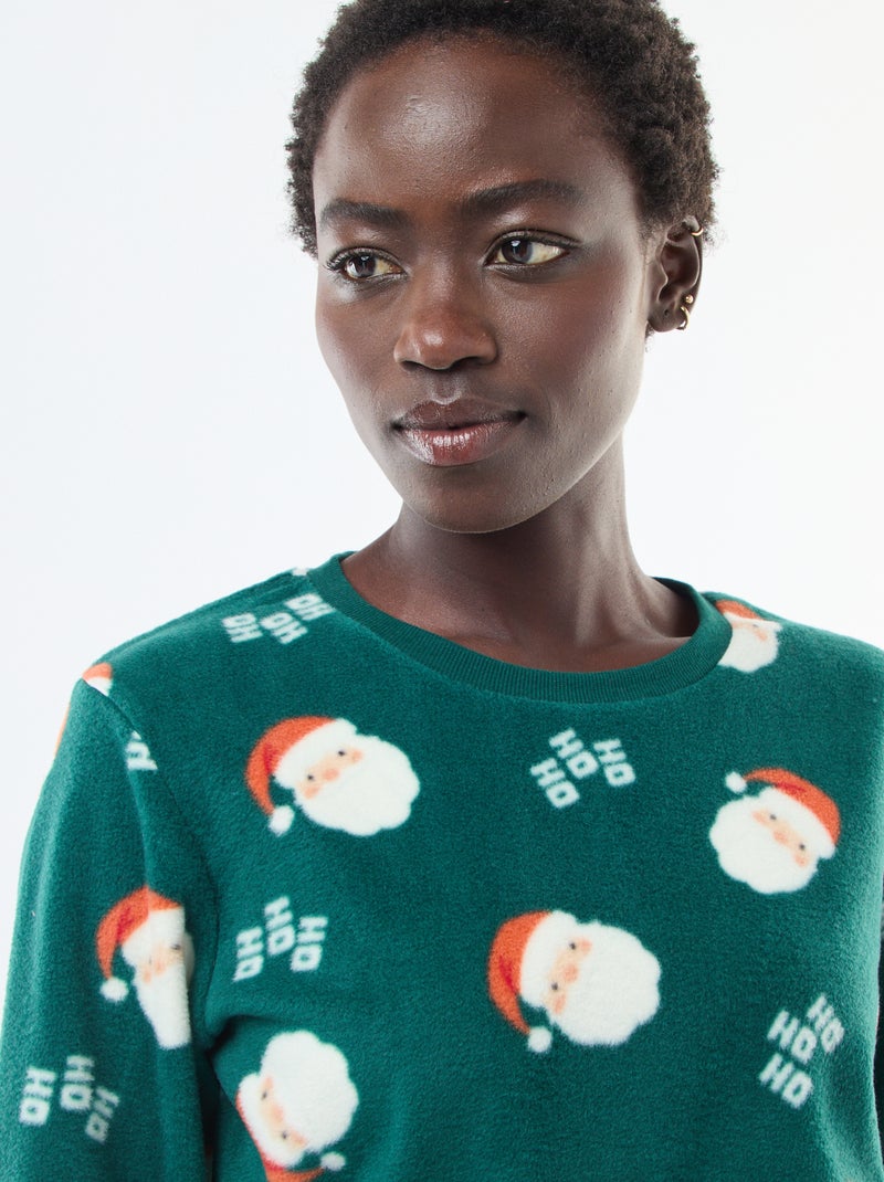 Conjunto de pijama 'Navidad' micropolar Verde - Kiabi