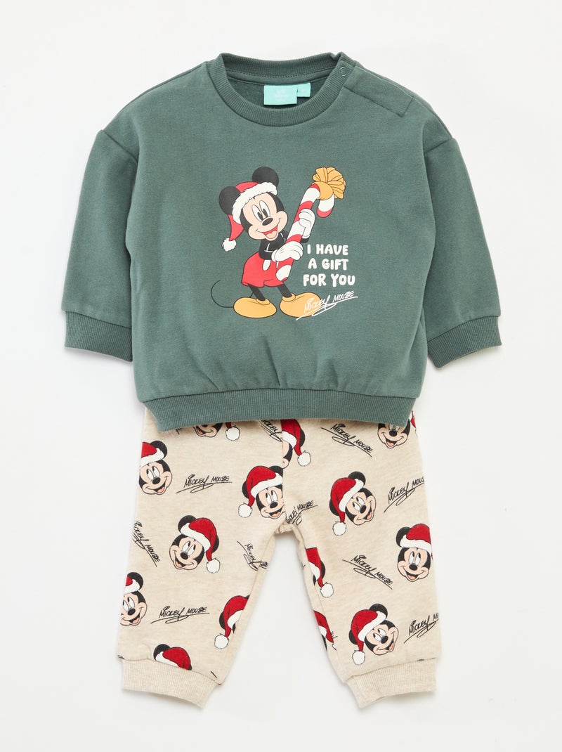 Conjunto de pijama navideño 'Disney' 'Mickey' de algodón Verde - Kiabi