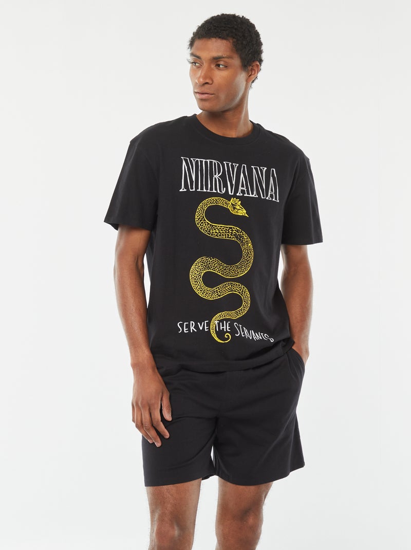 Conjunto de pijama 'Nirvana' short + camiseta - 2 piezas NEGRO - Kiabi