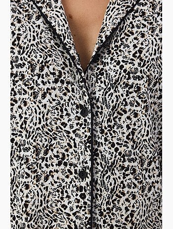 Conjunto de pijama noir garden con estampado de leopardo, camisa y pantalón de manga larga penti