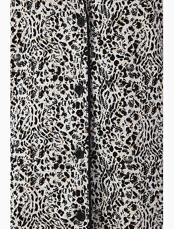 Conjunto de pijama noir garden con estampado de leopardo, camisa y pantalón de manga larga penti