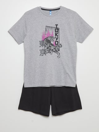 Conjunto de pijama pantalón corto + camiseta - 2 piezas
