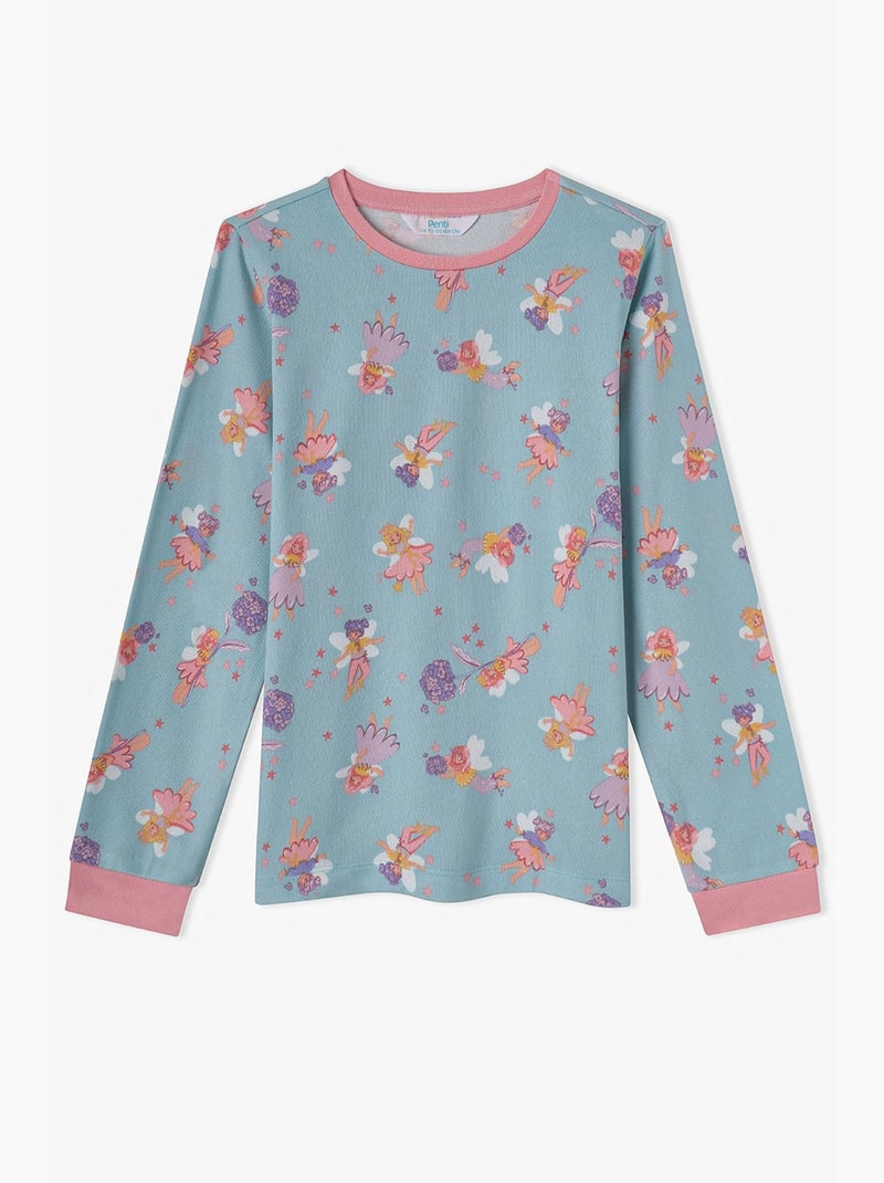 Conjunto de pijama para niña fairy bloom de manga larga penti Azul Rosa - Kiabi