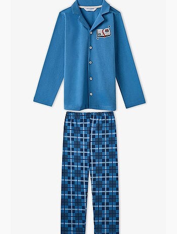 Conjunto de pijama para niño book lovers de cuadros, algodón, con botones y manga larga penti