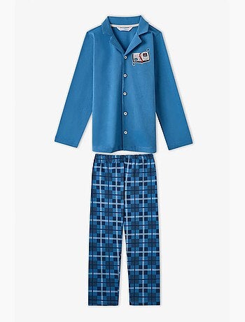 Conjunto de pijama para niño book lovers de cuadros, algodón, con botones y manga larga penti