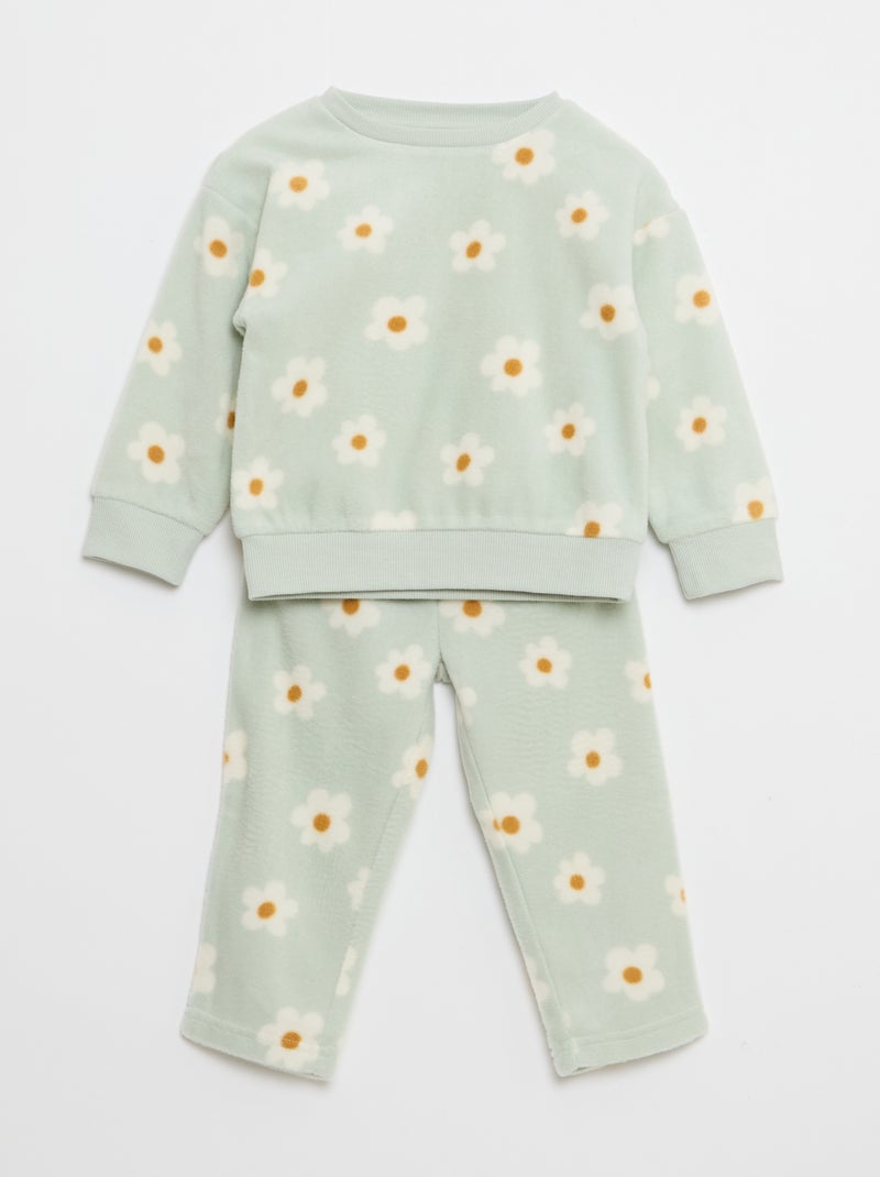 Conjunto de pijama: parte de arriba + pantalón polar Verde - Kiabi