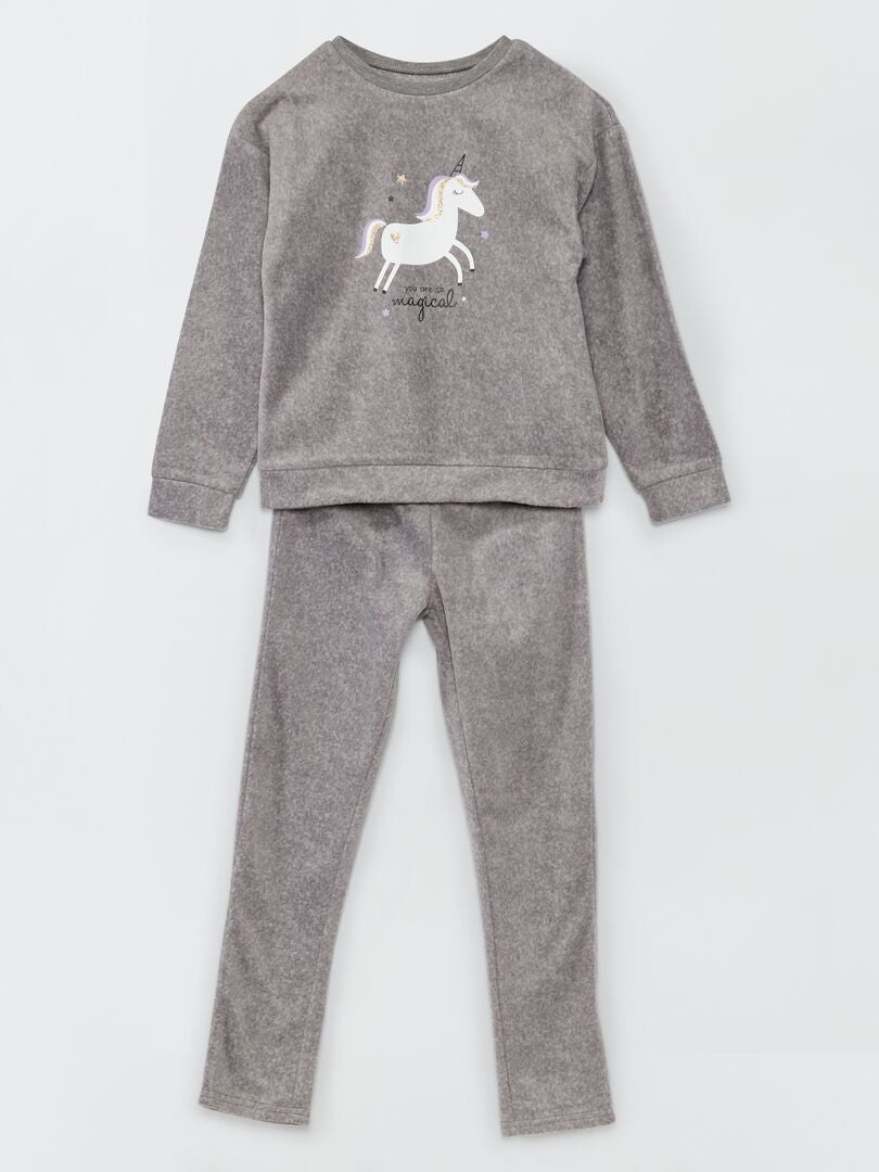 Conjunto de pijama polar - 2 piezas GRIS - Kiabi