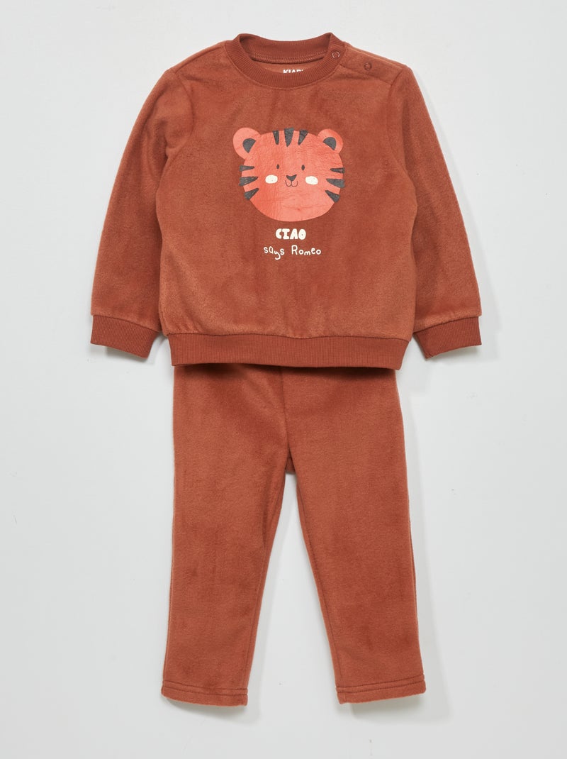 Conjunto de pijama polar  - 2 piezas MARRON - Kiabi