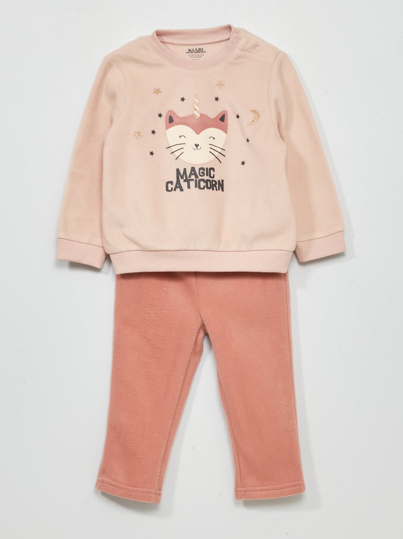 Conjunto de pijama polar  - 2 piezas ROSA - Kiabi