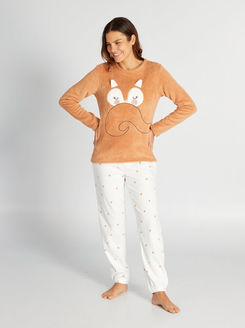 Conjunto de pijama polar - 2 piezas MARRON - Kiabi