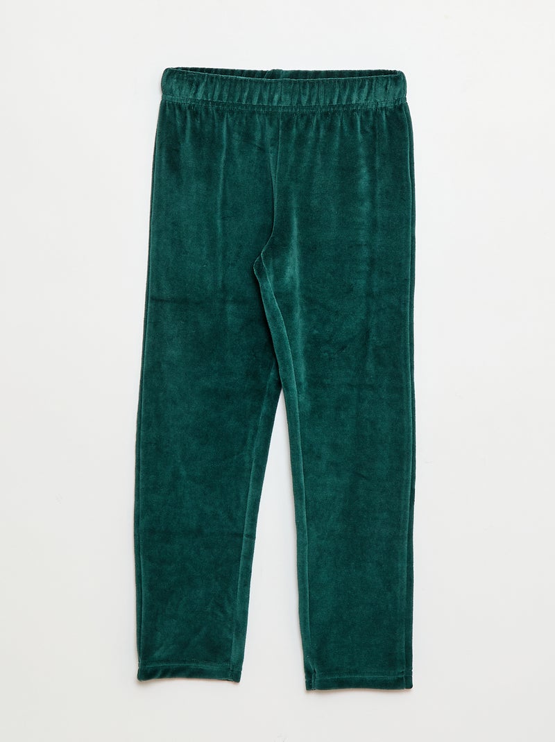 Conjunto de pijama polar camiseta + pantalón - 2 piezas Verde - Kiabi