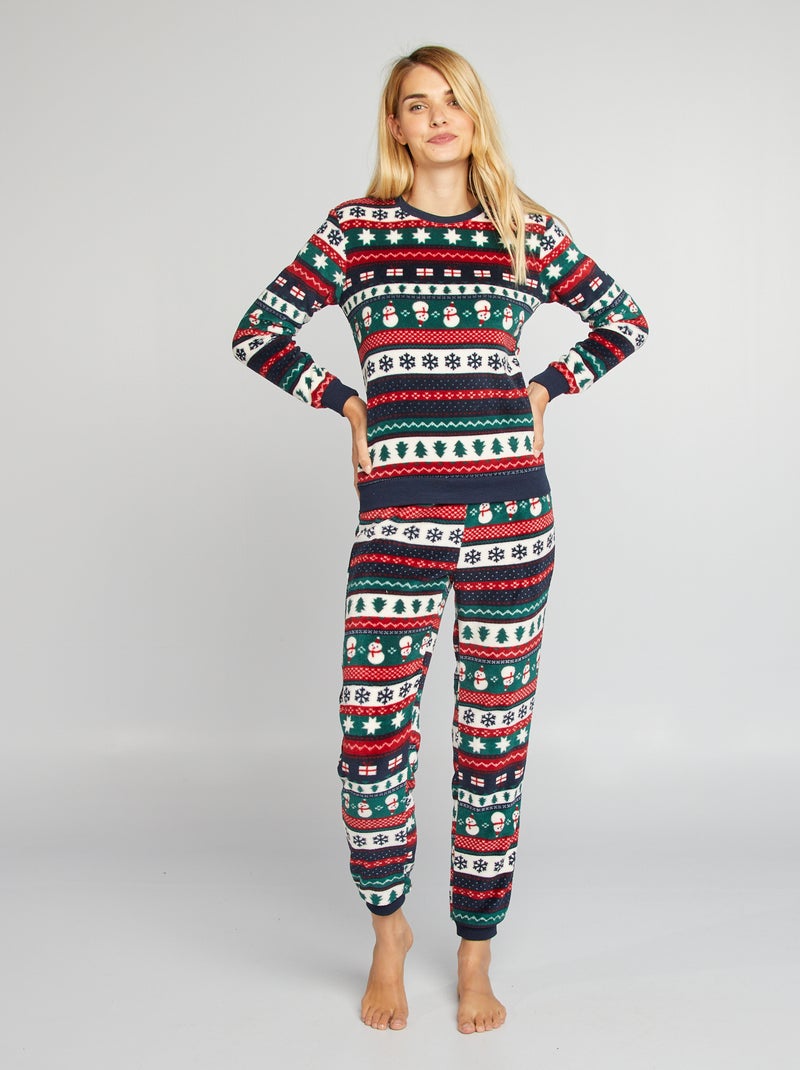 Conjunto de pijama polar de Navidad AZUL - Kiabi