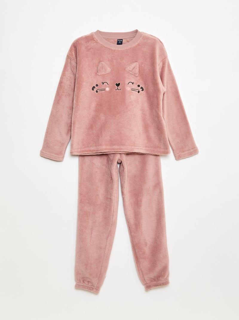 Conjunto de pijama polar largo sudadera + pantalón - 2 piezas Rosa - Kiabi