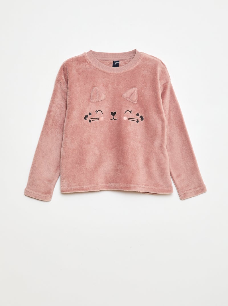 Conjunto de pijama polar largo sudadera + pantalón - 2 piezas Rosa - Kiabi