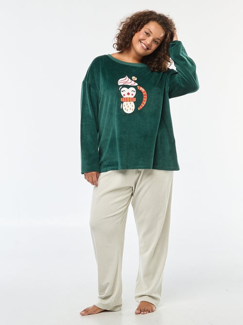 Conjunto de pijama polar navideño - 2 piezas - Kiabi