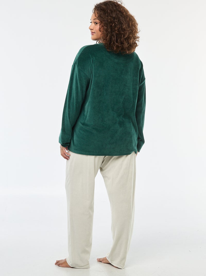 Conjunto de pijama polar navideño - 2 piezas Verde - Kiabi